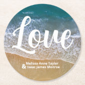 Blauw Zee strand bruiloft Ronde Kartonnen Onderzetter (Voorkant)