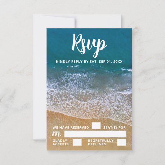 Blauw Zee Strand Bruiloft RSVP (Voorkant)