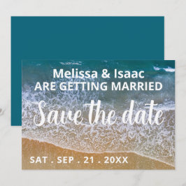 Blauw Zee strand bruiloft Save The Date