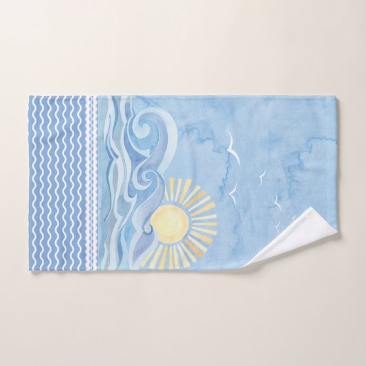 Blauw Zee Sun Waves badhanddoek Bad Handdoek (Handdoek)