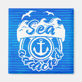 Blauw Zee toegewezen Magneet (Voorkant)