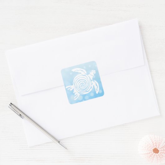 Blauw Zee Tropische Schildpad Stickers (Envelop)