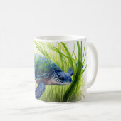 Blauw Zee Turtle Art Koffiemok (Voorkant rechts)