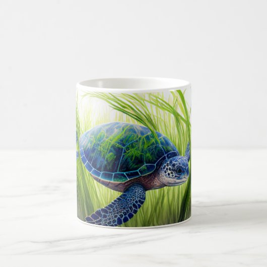 Blauw Zee Turtle Art Koffiemok (Center)