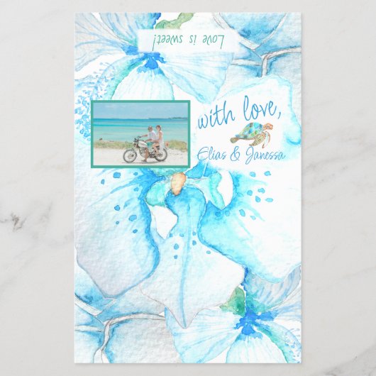 Blauw Zee Turtle Bruiloft Snoep Bar Wrapper Flyer (Voorkant)