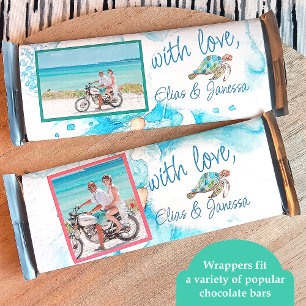 Blauw Zee Turtle Bruiloft Snoep Bar Wrapper Flyer