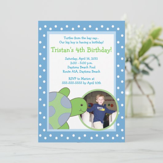 BLAUW Zee Turtle Tortoise *FOTO* Birthday 5x7 Kaart (Staand voorkant)