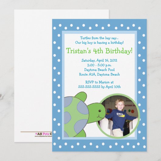 BLAUW Zee Turtle Tortoise *FOTO* Birthday 5x7 Kaart (Voorkant / Achterkant)