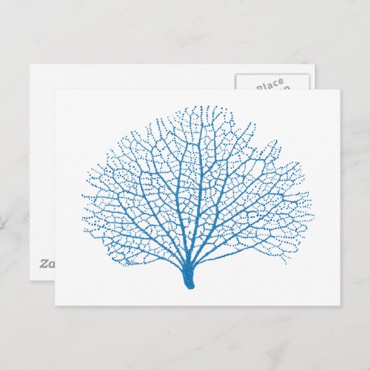blauw zee ventilator koraalsilhouet briefkaart (Voorkant / Achterkant)