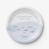 Blauw zee vis 2e jongen verjaardagsfeestje Papier  Papieren Bordje (Voorkant)