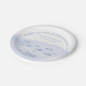 Blauw zee vis 2e jongen verjaardagsfeestje Papier  Papieren Bordje (Gekanteld)