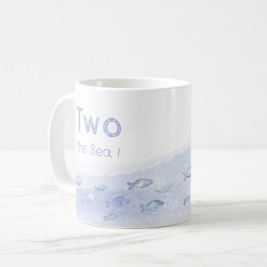 Blauw zee vis jongen 2e verjaardag mok (Voorkant links)