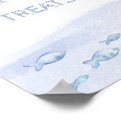 Blauw zee vis kinderen verjaardag snoep en lekkern poster (Hoek)