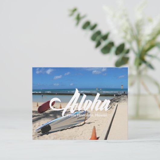 blauw zee Waikiki strand Honolulu hawaii briefkaar Briefkaart (Staand voorkant)