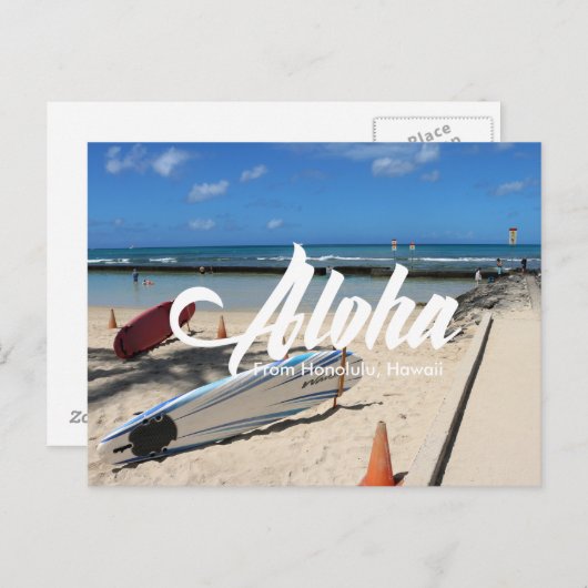 blauw zee Waikiki strand Honolulu hawaii briefkaar Briefkaart (Voorkant / Achterkant)
