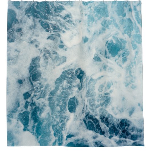 Blauw Zee Water Douchegordijn (Voorkant)