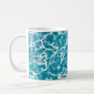 Blauw Zee water met sneeuwvlokken Koffiemok