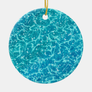 Blauw zee Water met spaarpjes Keramisch Ornament