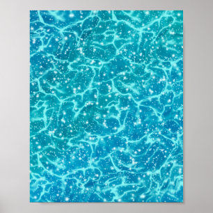 Blauw zee Water met spaarpjes Poster