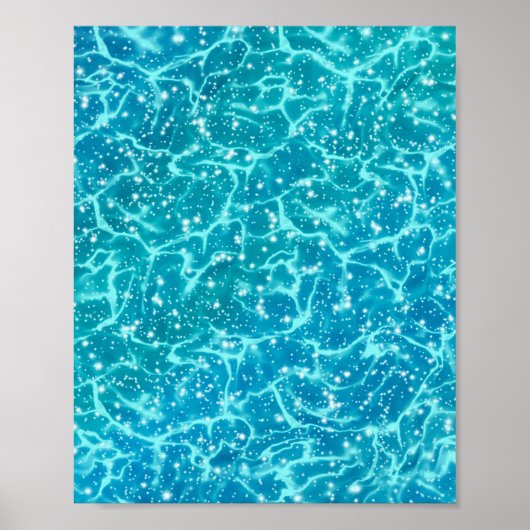 Blauw zee Water met spaarpjes Poster (Voorkant)