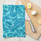 Blauw zee Water met spaarpjes Theedoek (Quarter Fold)