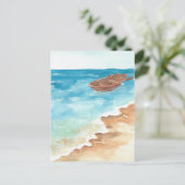 Blauw zee waterverf kunstverf briefkaart (Staand voorkant)