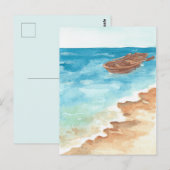 Blauw zee waterverf kunstverf briefkaart (Voorkant / Achterkant)