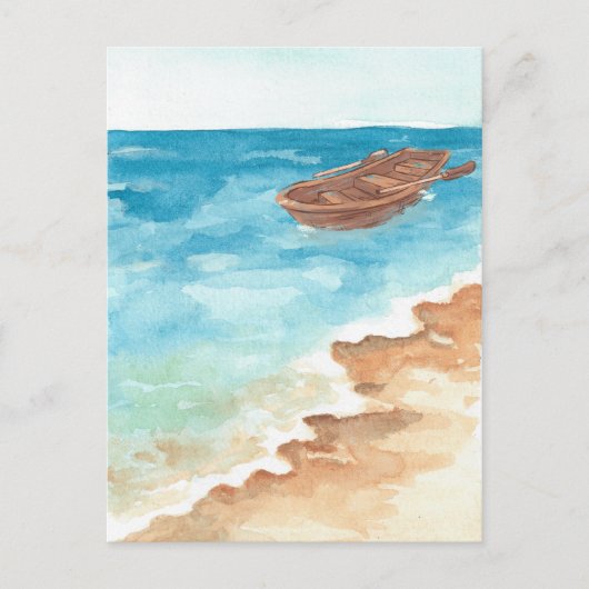 Blauw zee waterverf kunstverf briefkaart (Voorkant)