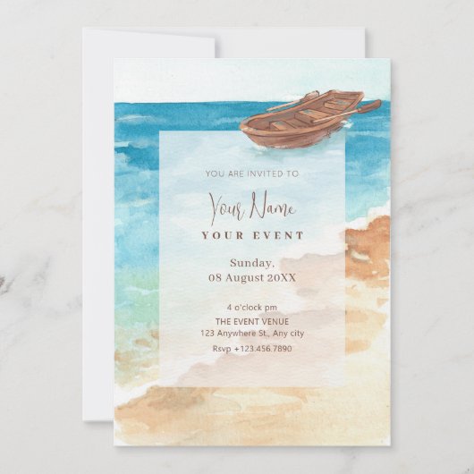 Blauw zee waterverf kunstverf kaart (Voorkant)