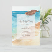 Blauw zee waterverf kunstverf verjaardag kaart (Staand voorkant)