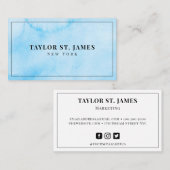 Blauw Zee Waterverf Visitekaartje (Voorkant / Achterkant)