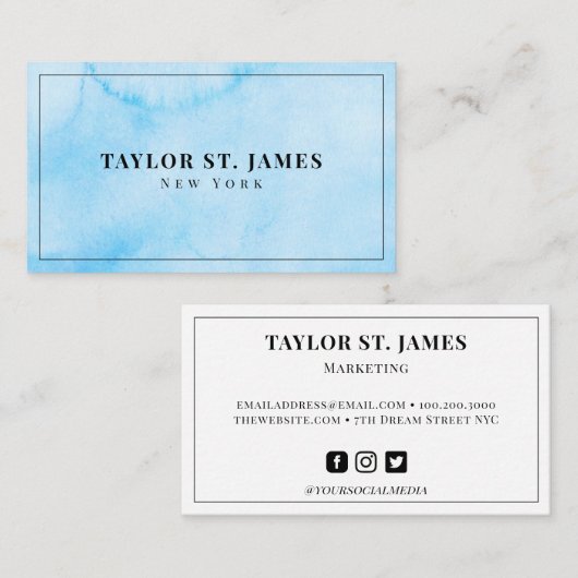 Blauw Zee Waterverf Visitekaartje (Voorkant / Achterkant)