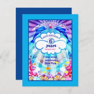 Blauw zee ​ ​ wereld - dolfijnkarralen Uitnodiging