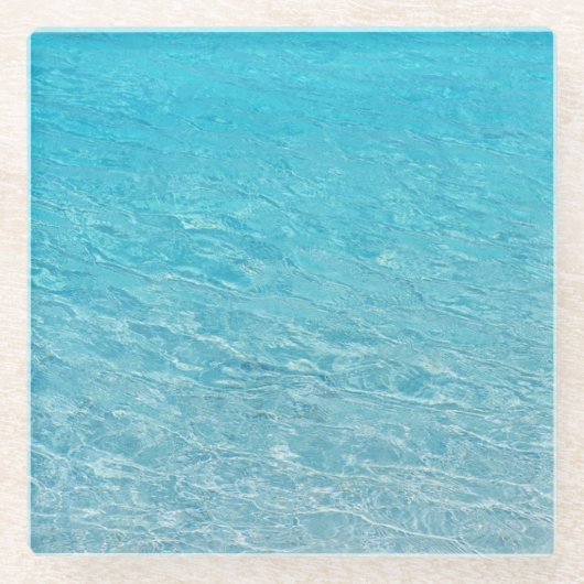 Blauw Zee wissen Glazen Onderzetter (Voorkant)