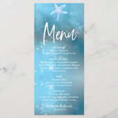 Blauw Zee Zomer Bruiloft Flat Menu Kaart (Voorkant)