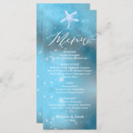 Blauw Zee Zomer Bruiloft Flat Menu Kaart