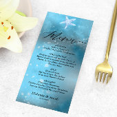 Blauw Zee Zomer Bruiloft Flat Menu Kaart