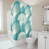 Blauw zeeen omhulselpatroon douchegordijn (In situ)