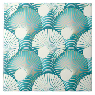 Blauw zeeen omhulselpatroon tegeltje