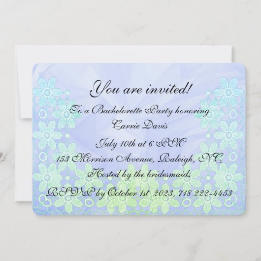 Blauw & Zeegroen en Kant Uitnodiging (Voorkant)