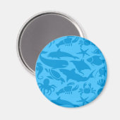 Blauw Zeeleven Patroon Magneet (Voorkant / Achterkant)