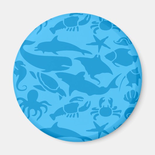 Blauw Zeeleven Patroon Magneet (Voorkant)