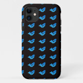 Blauw zeemeerminpatroon op zwart hoesje (Achterkant)