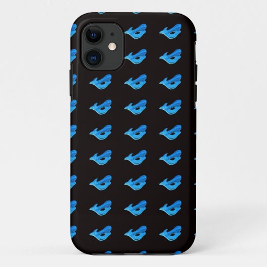 Blauw zeemeerminpatroon op zwart hoesje (Achterkant)