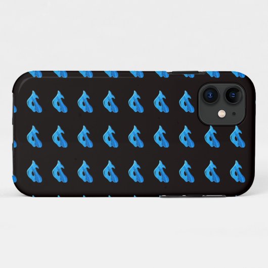 Blauw zeemeerminpatroon op zwart hoesje (Achterkant (horizontaal))