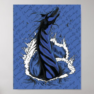 Blauw Zeemonster Slang Oceaan Golven Poster