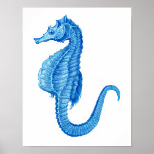 blauw zeepaard Art Print no.2 Beach decor