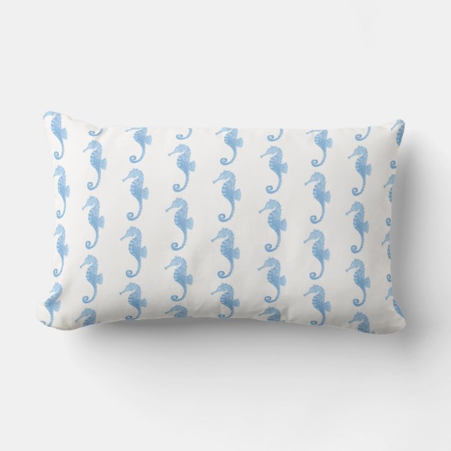 Blauw Zeepaardje Kustpatroon  Kussen (Voorkant)