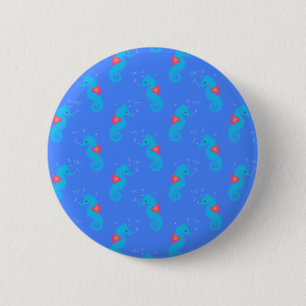 Blauw Zeepaardjes Patroon Ronde Button 5,7 Cm