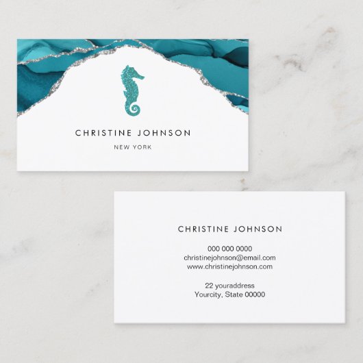 blauw zeepaardontwerp visitekaartje (Voorkant / Achterkant)